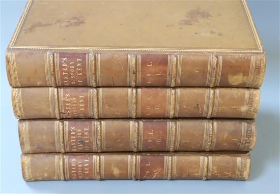 Hasted, Edward - The History and Topographical Survey of the County of Kent, 1st edition, 4 vols, folio,